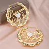 Hoop Huggie Dascusto Pendiente de aro de bambú con corazón Pendientes de acero inoxidable cursivos personalizados Pendiente de gota con nombre de bambú con personalidad para mujer 231005