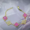 Van Clover Bracelets bangle vanly cleefly armband Live streaming van nieuwe Lucky Four Leaf Grass Armband Pink Rose Diamond Armband Vrouwelijke Senior