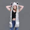 Hats Scarves Sets Faux Fur Animal Wolf Tiger Ears Hat Gloves Mittens Long Scarf Snood Hood Paws 231006