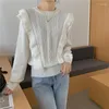 Kadın Sweaters Moda Kadınlar 2023 Uzun Kollu Sonbahar Beyaz Küleyler Blubtleneck Örgü Üstler Kore Vintage Bayanlar Siyah Giysiler