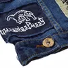 Erkekler Yelekler Klasik Vintage Jeans Yelek Kolsuz Ceketler Moda Yama Tasarımları Punk Rock Tarzı Yırtık Kovboy Yıpranmış Denim Tankları 231005