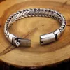 Bangle Real Solid S925 Pure Silver Hand Woven Vintage Mighty Men Bangle Birthday Gift Personality Keel Bracelet 231005