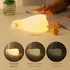 Lâmpadas de mesa Criativo Dos Desenhos Animados Deitado Pato LED Night Light Recarregável Dimmable Silicone Bedside Berçário Touch Lamp para Crianças Cute Night Lamp YQ231006