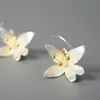 Boucle d'oreille Lotus Fun inhabituel grande mode élégante fleur boucles d'oreilles pendantes pour les femmes réel 925 en argent Sterling déclaration de luxe bijoux fins 231005