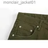 Jeans masculinos militares verde carga jeans calças finas streetwear magro micro chifre rasgado jeans hip hop borda crua tinta manchada lavada jeans slim j231006