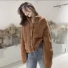 Chandails pour femmes Korejepo 2023 Super beau pull coréen niche design bouton de peau de vache chaud épais loisirs élégant simplicité veste
