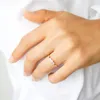 Cluster Rings Factory hela tunt band guld fyllde tre CZ Stone Delicate Minimalistiska Dainty Girl Women Simple 925 Sterling Sil204o