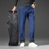 Mens Jeans Winter Black Straight Fleece Brand Casual Trousers Thick Warm Plush Fashion Plus Size Denim 42 44 231005