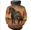 Felpe con cappuccio da uomo 2023 Moda Ragazze adolescenti 3D Stampato Cavallo Felpa con cappuccio Bambini Felpa con cappuccio Allentato Pullover Autunno Abbigliamento per bambini Streetwear