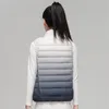 Women's Down Parkas Women Fashion Gradient Ultra Light Down Vest Spring/Autumn Female Stand Collar Slim Fit Sleeveless Puffer Jacket 231005