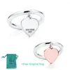 Cluster Rings Original Logo Heart Tag Silver Ring Classic High Version Lady 925sterling Love Fashion Jewelry Valentine's Day 2780