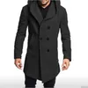 Мужское полушерстяное пальто, весенне-осеннее британское мужское шерстяное пальто с капюшоном из шелковой нити, модное повседневное шерстяное пальто 231006