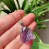 Pendentif Colliers Reiki Guérison Pierre Naturelle Pierre Irrégulière Quartz Pendule Améthystes Fluorite Collier De Cristal Rose Clair Femmes