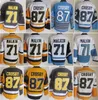 Man Vintage Hockey 71 Evgeni Malkin Jersey Retro CCM 87 Sidney Crosby Classic Team Color Black White Blue Yellow Hafd i szycie na emeryturę Pure Cotton High