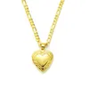 22k Fine Yellow Gold FINISH Italian Figaro Link Chain Necklace Heart Pendant244z