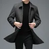 Men's Wool Blends Business Casual Woolen Jackets Coats Long Overcoat High Quality Mens Winter Jackets and Coats Men Turn Down Collar Wool Blends 231006