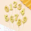 Golden Birthday Candles 0-9 Number Candle Smokeless Candle Creative Cake Decoration Birthday Party Decorations Separate PVC Box Packaging SN4476