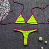 Maillots de bain pour femmes 1 ensemble tendance sexy bikini femme solide fronde femmes deux pièces maillot de bain fendu couleur fluorescente bord sous-vêtements