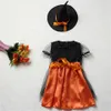 Girl's Dresses Children Girls Halloween Cosplay Witch Costume Teens Baby Girl Gown Infant Witch Dress Clothing Set Hat Pumpkin Bag Pantyhose 231005