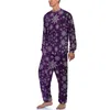 Men's Sleepwear Sparkly Snowflake Pajamas Male Christmas Fun Kawaii Nightwear Spring Long Sleeves 2 Piece Bedroom Custom Set