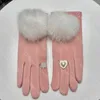 Women Wool Gloves High Quality Designer Winter Warm Glove Fashion Cycling Driving Gloves With Fox Hair Ball