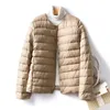 Parkas femme Doublure en duvet de canard pour femme, col rond, col en v Variable, garde au chaud, sans col, manteau matelassé ultraléger, hiver 231005