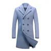 Męskie mieszanki wełniane jesienne zimowe podwójnie piersi płaszcz męski Modny trencz zwykły płaszcz męski wysokiej jakości wełniany płaszcz Mężczyźni klasyczne kurtki 231005