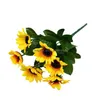 Dekorative Blumenkränze Herbststoffgirlande Blumenstiele Künstlicher Sonnenblumenstrauß mit Blättern aus Seide für Home-Office-Partys und Dh2Ob