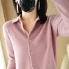 Women's Knits Tees SpringAutumn cashmere sweater women's cardigan coat shirt collar 231006