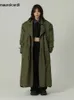 Mężczyzny Trench Płaszcze Mauroicardi Spring Autumn Cool Long Army Green Oversizes Overcoat Men Sashes Lose Luksusowy projektant odzieży płaszcz cargo 2023 231005