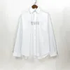 Chemise de créateur etemen nouvelle lettre imprimée cardigan chemise col montant veste à revers unisexe lâche rayé bouton up chemise tendance