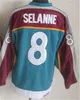 Man Vintage Hockey 8 13 Teemu Selanne Retro Jerseys Classic CCM Mighty Purple White Black Blue Red Green Orange Retire Team Color Breathable For Sport Fans Stitched