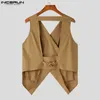 Men s Vests Casual Simple Style Tops INCERUN Mens Deconstructed Back Design Fashion Male Hollowed Solid Sleeveless Waistcoat S 5XL 231005