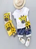 Été enfants bébé vêtements ensemble pour garçons 04 ans tissu coupe dessin animé Animal infantile vêtements costume girafe haut t-shirt enfant en bas âge tenue 21249987