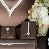 Halsband örhängen set hibride damer vatten droppe örhänge och ring set eleganta kubiska zirkoniumkvinnor bröllop smycken tillbehör bijoux n-377