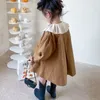 Jaquetas primavera outono estilo coreano kawaii moda meninas trincheira sólida casual bebê crianças outerwear bonito doce princesa crianças casacos 231005