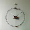 Диаметр 80 см, скандинавские современные простые креативные испанские настенные часы, большие однополюсные часы из черного ореха с двумя петлями, ручные часы