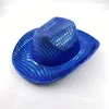 Party Hats Colorful Flashing LED Pearlescent Cowboy Hat Dance Party Decorate Luminous CowGirl Cap Glowing For Neon NightClub Party 231006