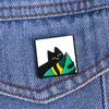 Ontwerper luxe broche cartoon zwarte kat broche badge met gras kat schattige druppel olie badge student sieraden metalen tas gesp