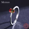 Modian 925 Sterling Silver Colorful Watermelon Tourmaline Rings for Women Fashion Finger Band Fine Jewelry Korean Style Anel 21061336x