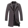 Hommes Trenchs manteaux vêtements d'extérieur simple boutonnage revers Long manteau veste mode automne hiver pardessus décontracté grande taille laine 231005