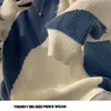 Męskie swetry jesienne SWETER ONECK dla mężczyzn krowi patchwork pullover luźne luźne harajuku 2023 Koreańska moda męska 231005