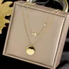 Pendentif Colliers En Vrac En Acier Inoxydable Double Ronde Coin Collier Pour Femmes Croix Clavicule Chaîne Jewlery3130