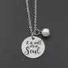 Pendentif Colliers Mode Bible Verse Collier C'est bien avec mon âme Citation en acier inoxydable Écriture Bijoux chrétiens CadeauxPend228V