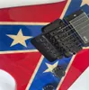 الرسم العمل اليدوي حلاقة قاتمة 333 Dimebag Darrell Rebel Confederate Flag Red Electric Guitar Flame Top Floyd Rose Tremolo China EMG Pickups Black Hardware