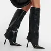 2023 Новые женские сапоги до колена, модные ботинки с острыми рукавами на тонком высоком каблуке и брюках