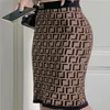 Womens Basic Casual Dresses Elegant Chain Letter Party Knitting Dress Women's Fashion Half-Length kjol Solid Color Steg STEP265E