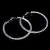 Hoop Huggie Mode Dames 50mm De Mariée Couleur Argent Cristal Diamante Strass Boucles D'oreilles Rondes Pour Les Femmes De Mariage Bal Accessorie260U