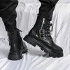 Boots Autumn Winter High quality Black Motorcyclist Boot Men Fashion Platform Safety High top Leather Shoes botas hombre 231006