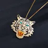 Broche de luxe de créateur diamant clouté tête de tigre broches broches pour hommes et femmes broche animaux insignes manteaux costumes gouttes d'huile eau diamants corsage